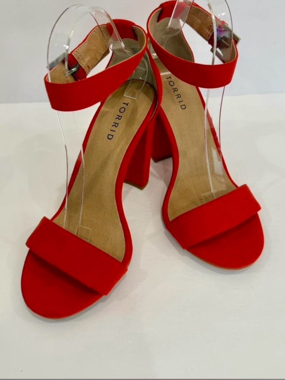 torrid Red Block Heel Ankle-Strap Sandals size 8W